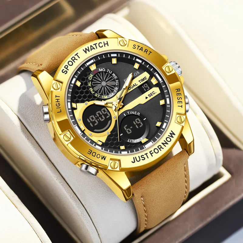 FOXBOX Fashion Military Watches for Men Luxury Original Sports Chronograph Watch Waterproof Quartz Clock Digital WristWatch - Kimlud