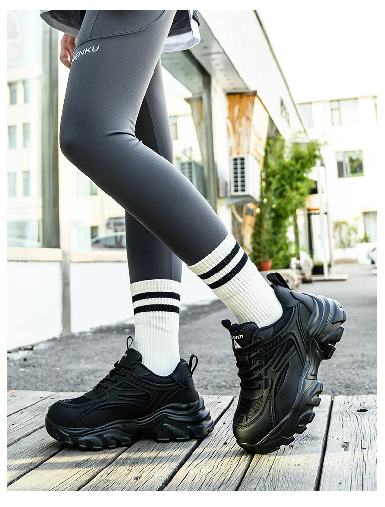 Women Safety Shoes For Work Safety Boots Breathable Steel Toe Puncture Proof Sport Work Sneakers Construction Tactical Boots