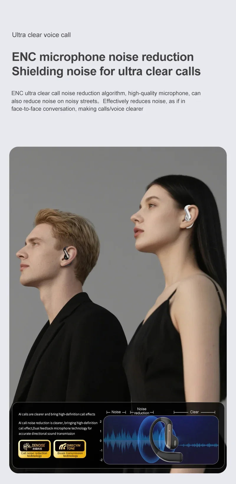 Smart AI Translation Headset True Wireless Sports Long-lasting Bluetooth Headset Stereo Sound Semi-in-ear Air Conduction...