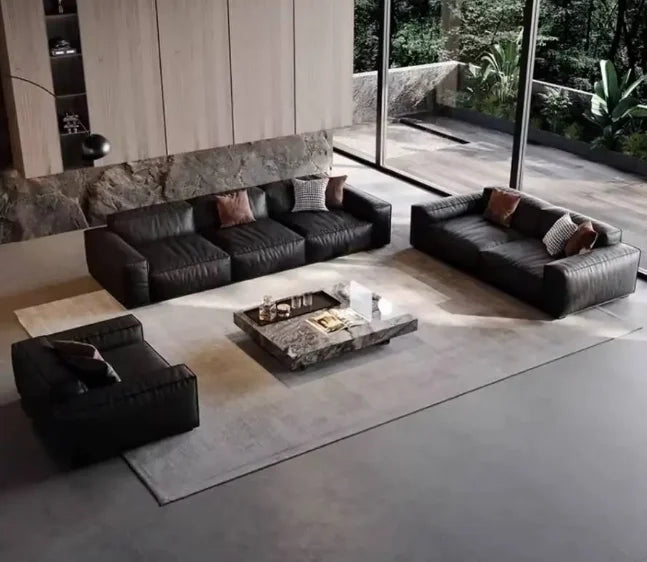 Family Italian Living Room Sofas Genuine Leather Sectional Apartment Relaxing Sofa Elegant Comfortable Muebles Home...