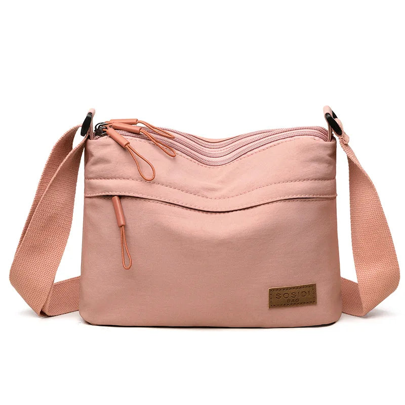 3 Main Pockets High Capacity Shoulder Crossbody Bag for Women Multi-pocket Purse Canvas Handbag Suitable for Mothers...