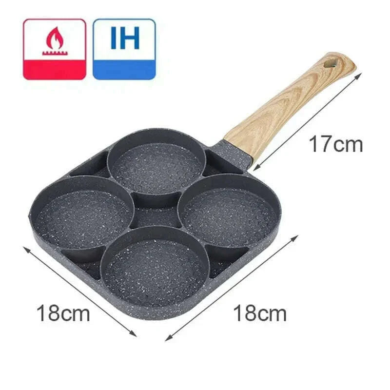 2/4-Hole Egg Frying Pan Non-stick Omelet Pan Egg Pancake Steak Pan Cooking Egg Ham Pans Breakfast Maker Egg Cooker Pan