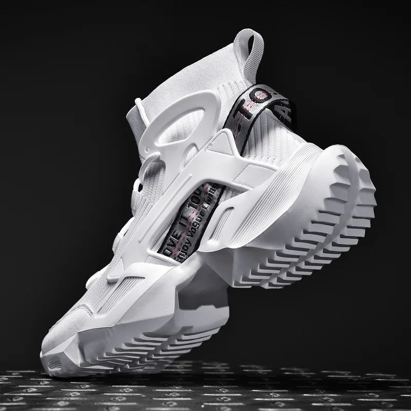 2026 New High-top Socks Shoes Chunky Sneakers Men White Trend Street Light Sports Running Shoes Big Size 45 46 Walking shoes