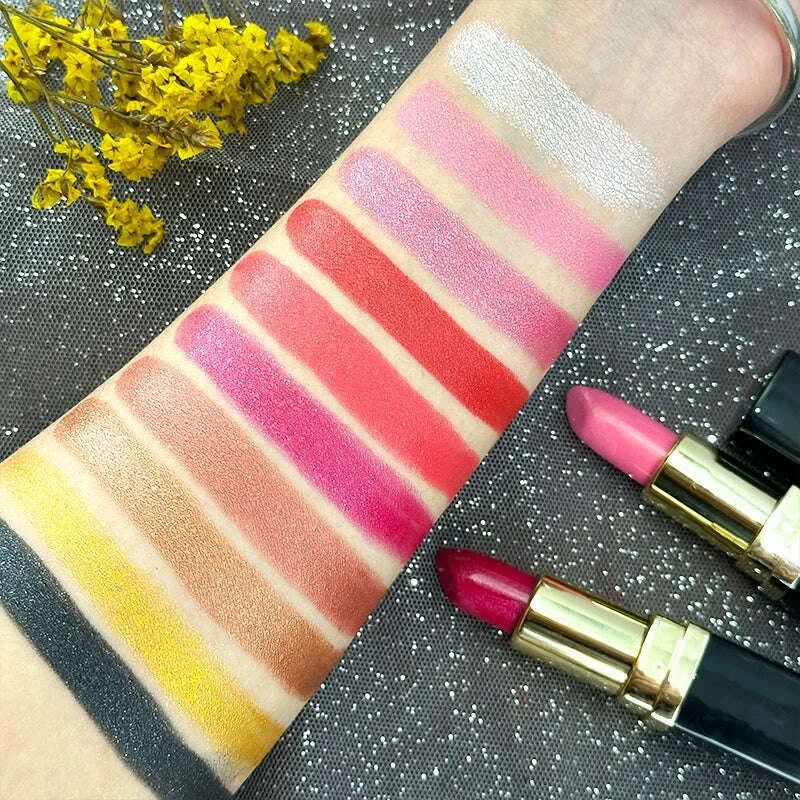 Diamond Shimmering Lipstick Set,High Pigmented Glitter Metallic Lipstick Glitter Lipgloss Lips Makeup Cosmetics Sexy Make Up