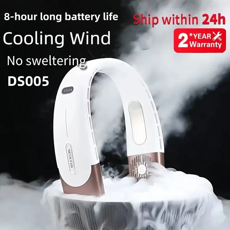 8000mAh USB Hanging Neck Fan Portable Bladeless Mini Rechargeable Mute LED Digital Display Electric Air Cooler Handheld - Kimlud
