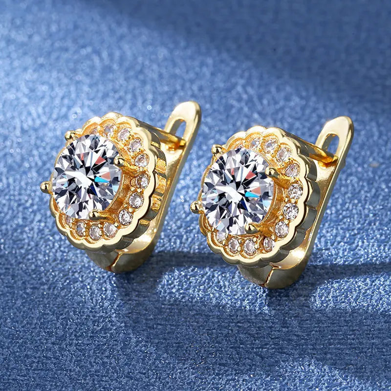 Wholesale Sweet Sapphire Earrings Jewelry Oval Shape Zircon Gemstone Stud Earrings Accessories Women Wedding Engagement...