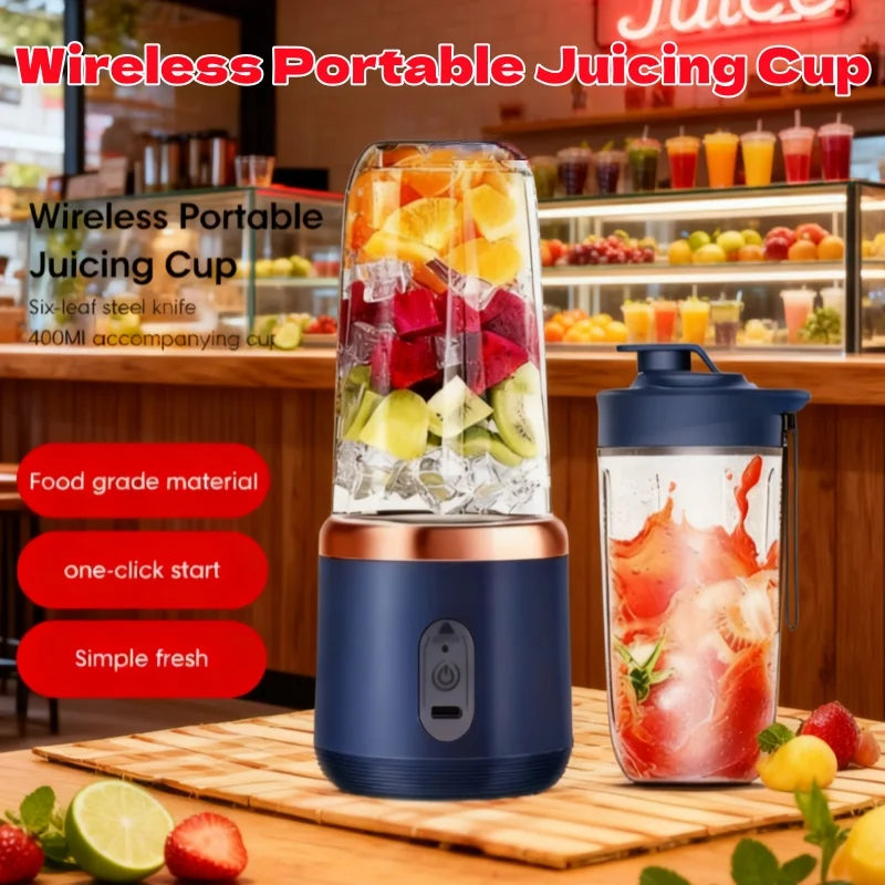 Portable Blenders 6Blade Fruit Juicer Machine Multifunction Dual Cup Juicer USB Charging Household Orange Juicer Milkshake Mixer
