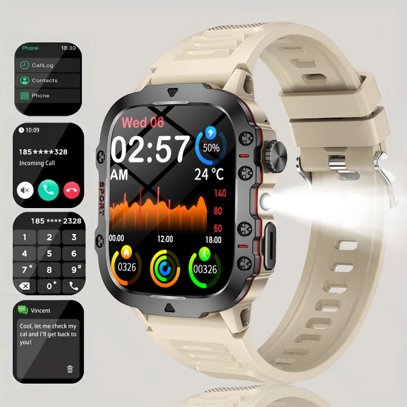 2025 New Men Women Smart Watch Flashlight 1.81” HD Display AI Voice Bluetooth Call Sports Watches Health Monitor Smartwatch Men