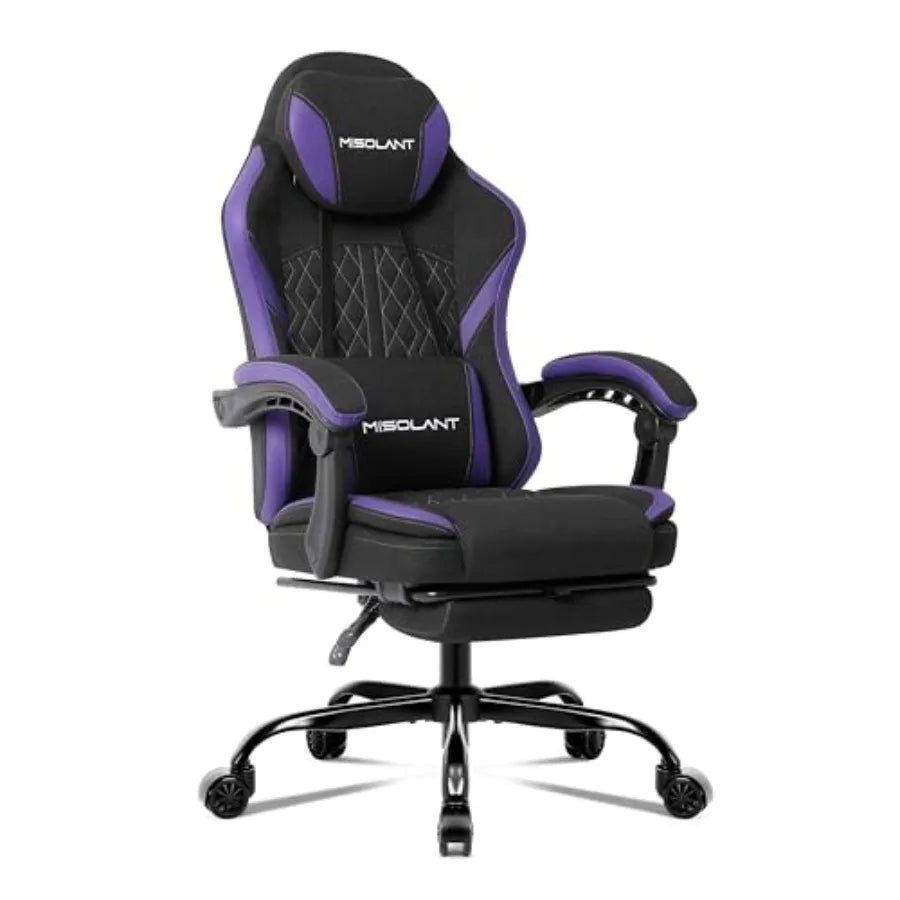 Gaming Chair Fabric Gamer Chair with footrest for Adults High Back Ergonomic Computer Game Chair with Adjustable Headrest and M