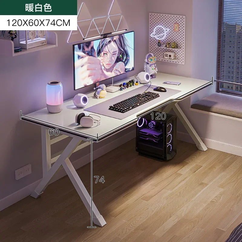 Ergonomic Large Gaming Desk, K-Shaped Gaming Table, PC Gaming Workstation Home Office Desks, Space-Saving, Easy to Assemble