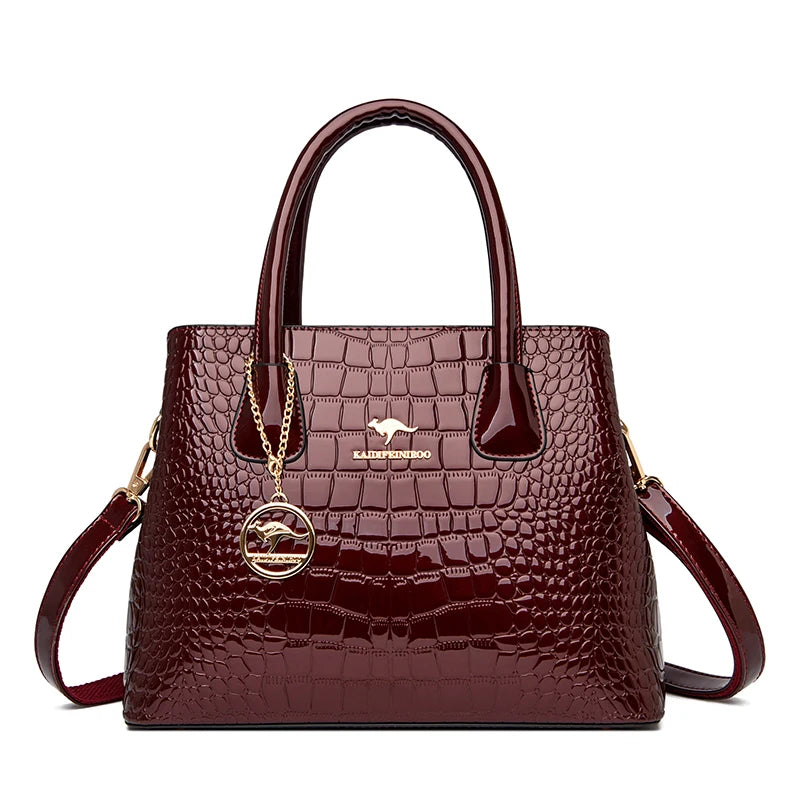 2024 Luxury Designer Handbag Brand Ladies Crocodile Patterned Patent Leather Tote Bag Crossbody Shoulder Bags For Women...