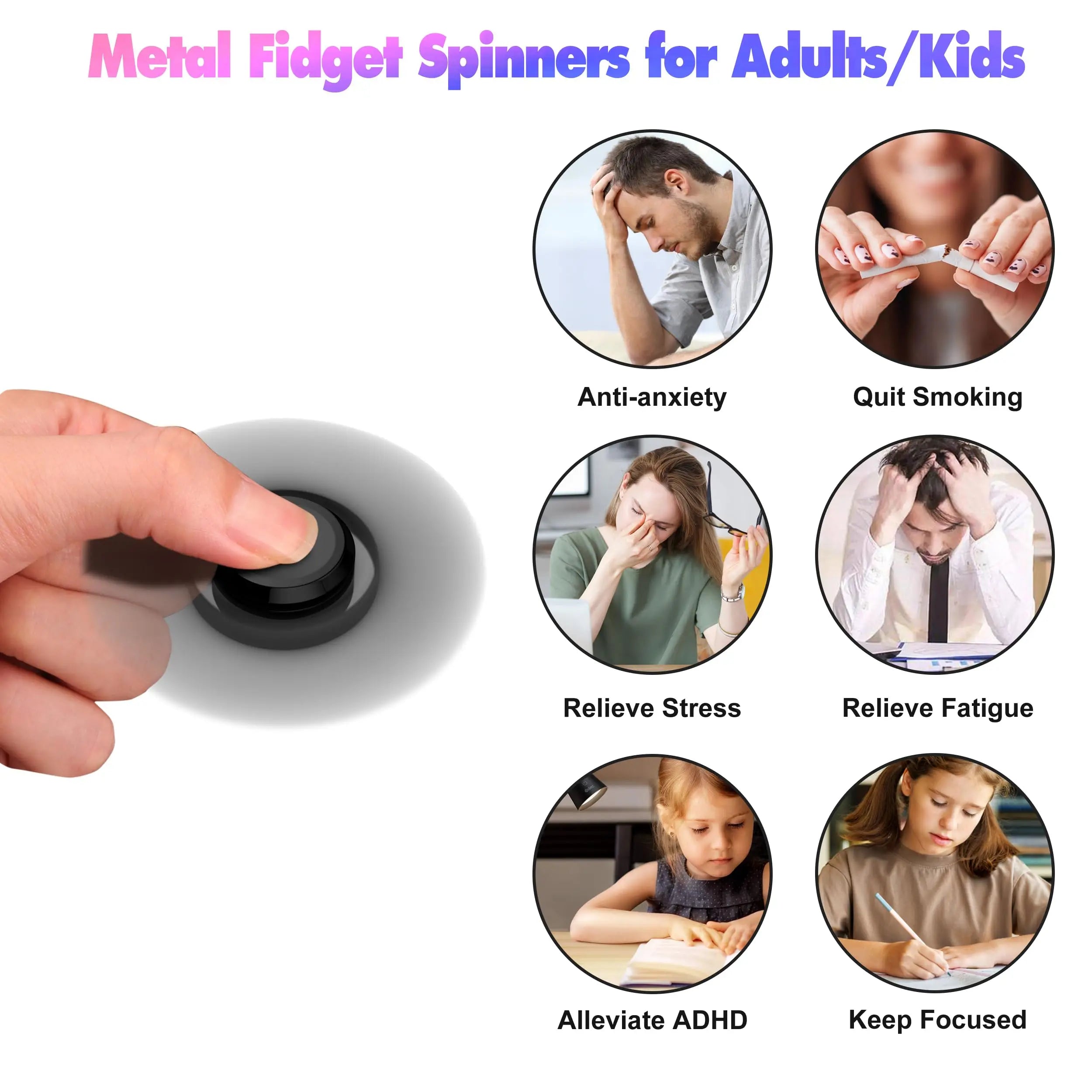 Rainbow Fidget Spinner Toys Metal UFO Small Handheld Finger Spinners Gift for Kids Adults Spinning Top Focus Desk Fingertip