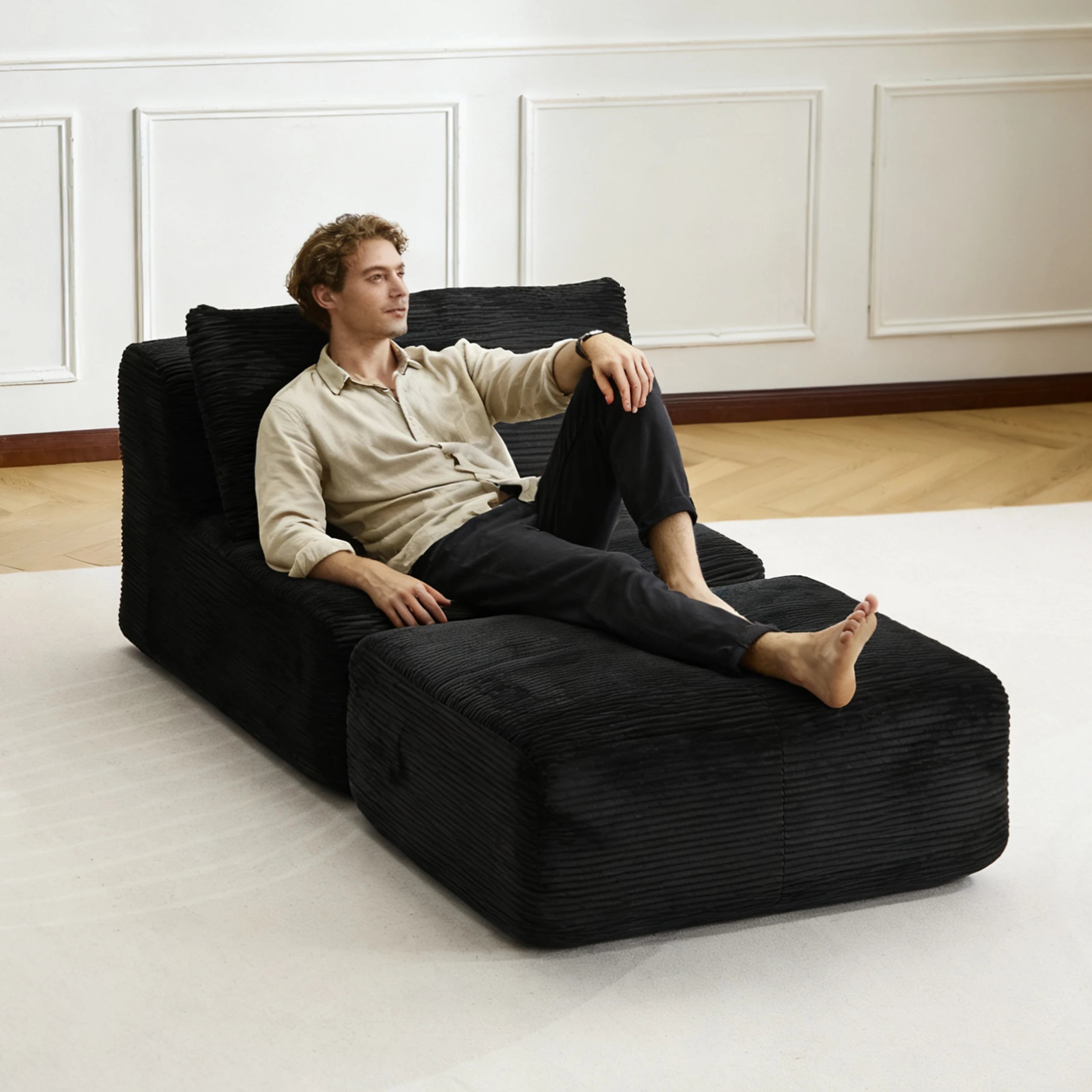 Corduroy Sofa Bed,Comfortable Small Single Sofa,Compression Sofa Seat,Foldable Lounger for Bedroom, Guest Room or Living Room - Kimlud