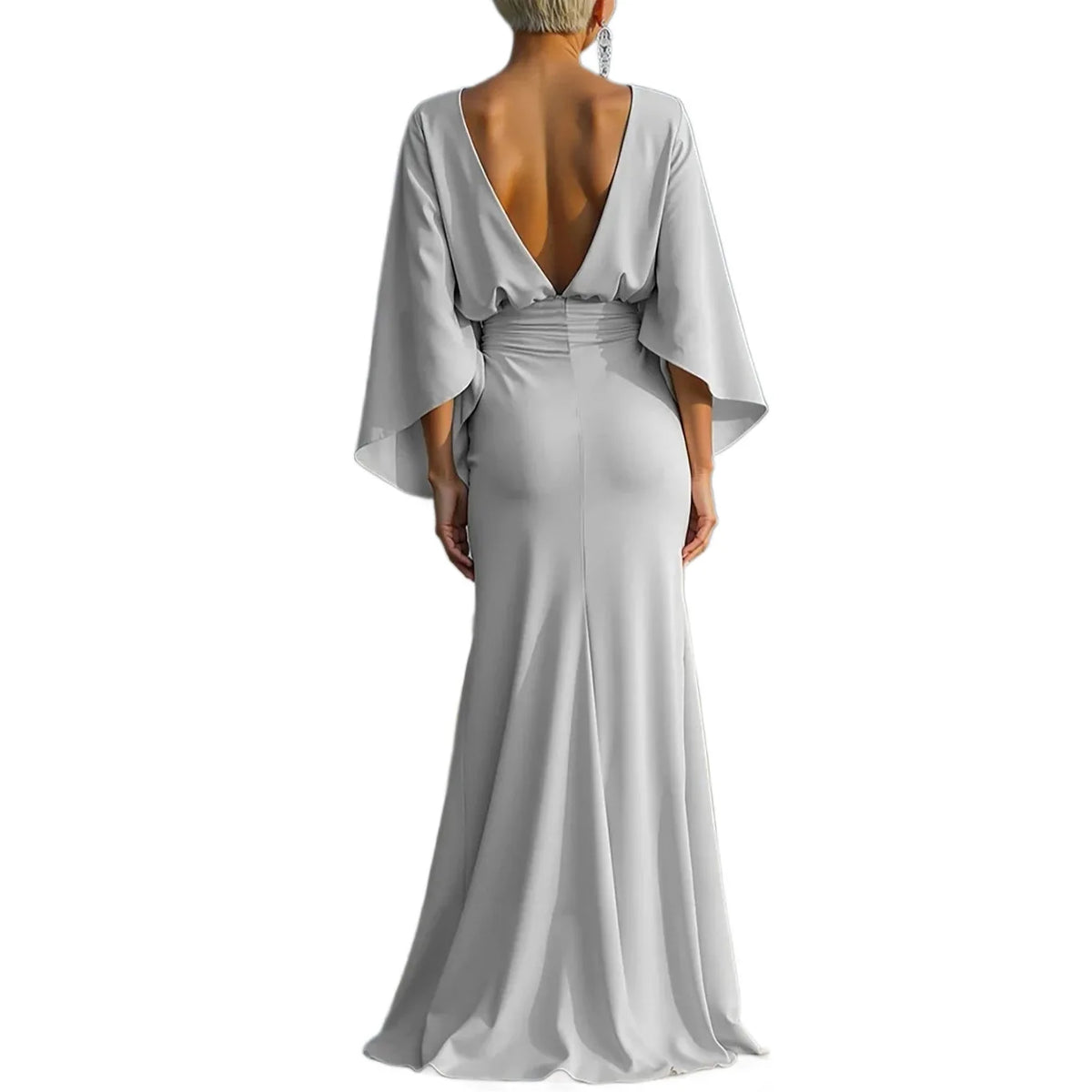 Elegant Backless Long Dresses For Women Summer 2026 Fashion Long Sleeve Ruffless Slim Maxi Dress Casual