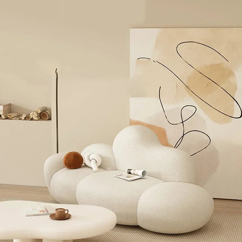 Lambswool Modern Sofa Mid Century White Italiano Plus Size Relax Couch Minimalist Luxury Design Muebles Para El Hogar...