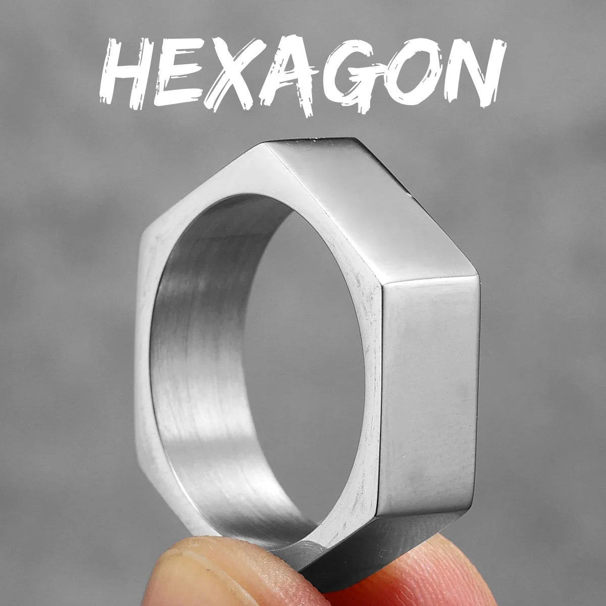 Simple Glossy Hexagon Stainless Steel Men Rings Punk New In For Male Women Fashion Jewelry Creativity Gift Wholesale Dropshiping