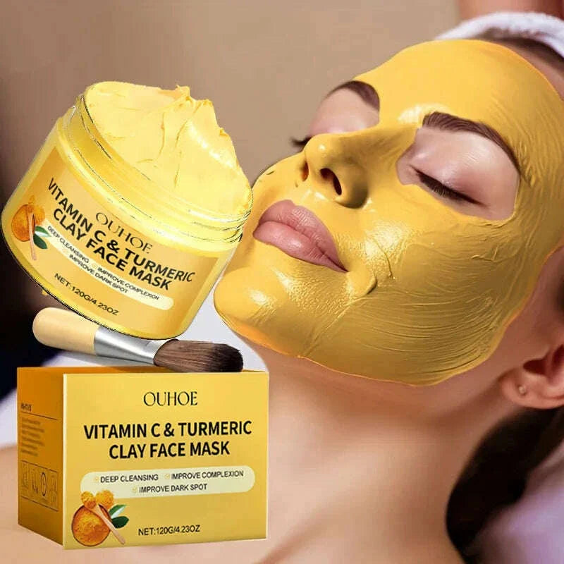 Vitamin C Exfoliating facial mask Turmeric Exfoliating facial mask Improve Pore Deep Cleaning facial mask Apply facial mask
