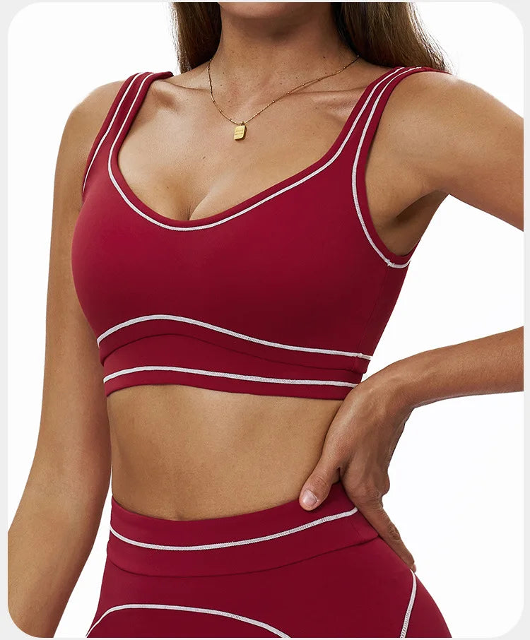 Breathable Yoga Bra Color Contrast Sports Bra Shockproof Gym Fitness Underwear High Strength Workout Top Female Sports...
