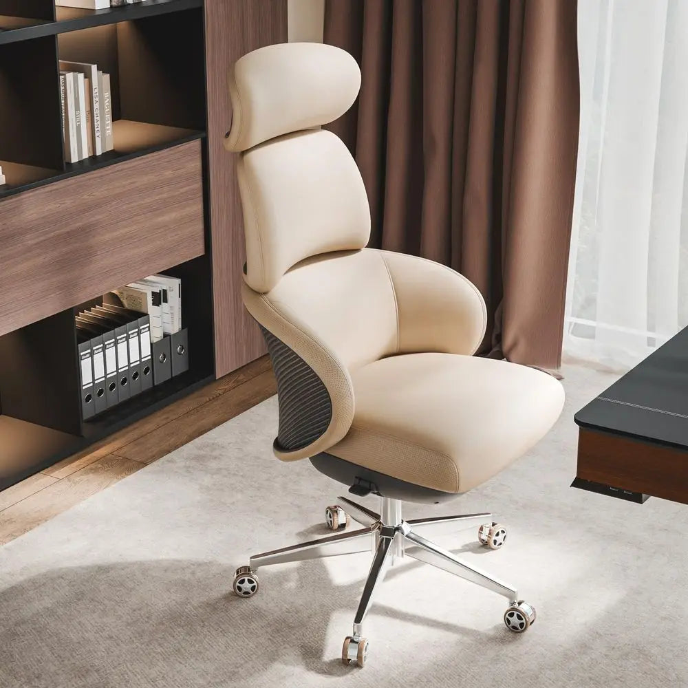 Royal Rowan Leather Desk Chair, Microfiber PU Leather Office Chair with Wheels and Headrest, High Back Office Chair,...