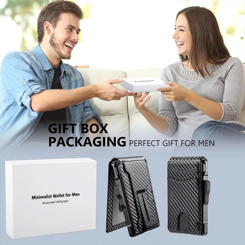 Minimalist Wallet EDC Tactical Slim PU Leather Credit Card Holder RFID Blocking Bifold Smart Wallets with Money Clip for Men