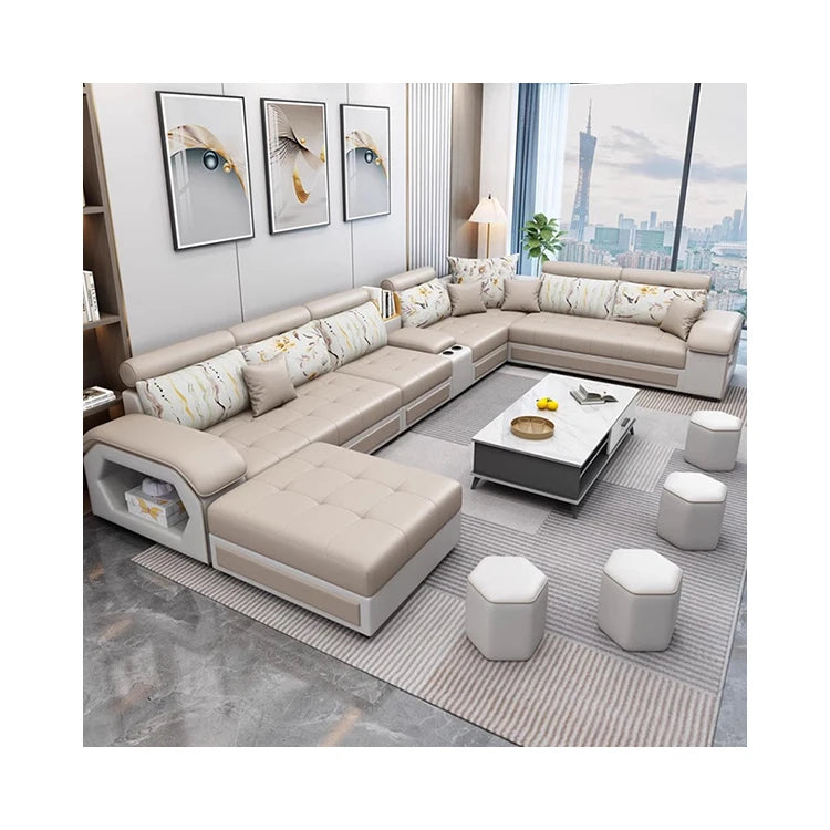 #For Modern Multifunctional U-Shaped Sofa Set Living Room Furniture Corner Sofa with Speakers 7 Seater Fabric Sofa Set*...