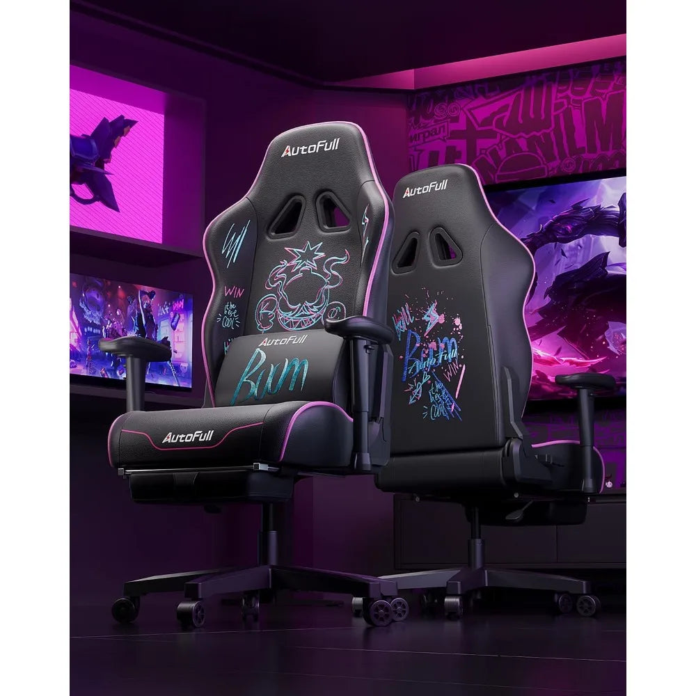 AutoFull C3 Gaming Chair, Ergonomic Wingless Cushion Computer Chair,PU Leather Racing Style Office Chair with Lumbar Support Pil - Kimlud