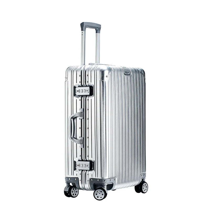 Aluminum Suitcase Metal Luggage 20/22/28/30 Inch Carry-on Travel Bags Trip Cabin Password Trolley Case Travel Wheeled Suitcases
