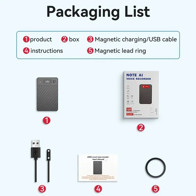 8GB-256GB AI Voice Recorder with Display Screen Real-Time Transcription & Translation Summarization Device for Lectures Meetings