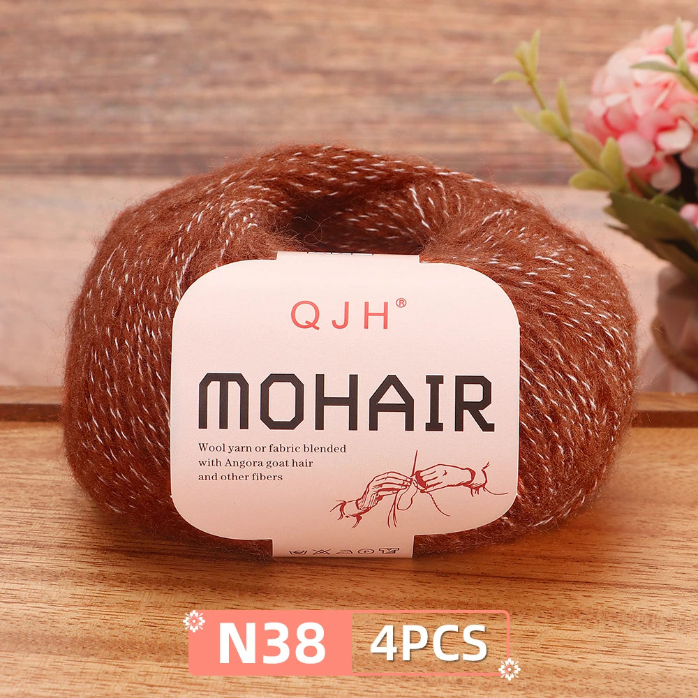 4PCS Multi Color Luxury Mohair Yarn for DIY Knitting & Crochet - Weave Scarves, Shawls,Sweaters,Hats,Shoes...