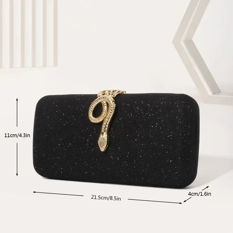 Classic Snake Buckle Evening Purse Women's Sparkling Clutch Bag Annual/wedding Party Handbag Elegant Square Box Bag...