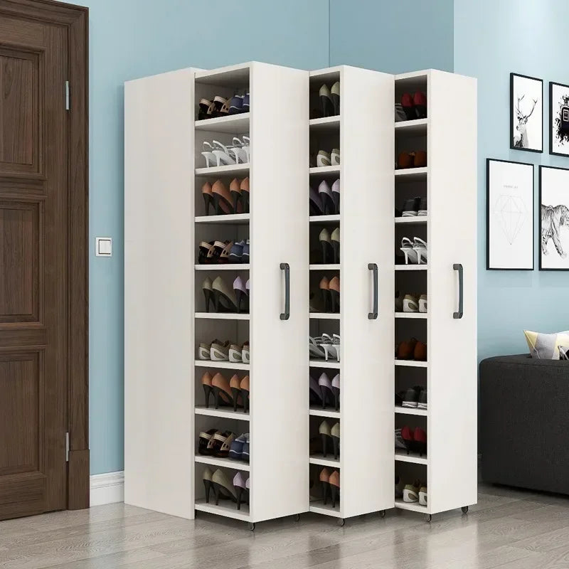 Sliding dustproof shoe cabinet, large capacity wheeled side pull shoe rack storage drawer type seam storage cabinet at home entr - Kimlud