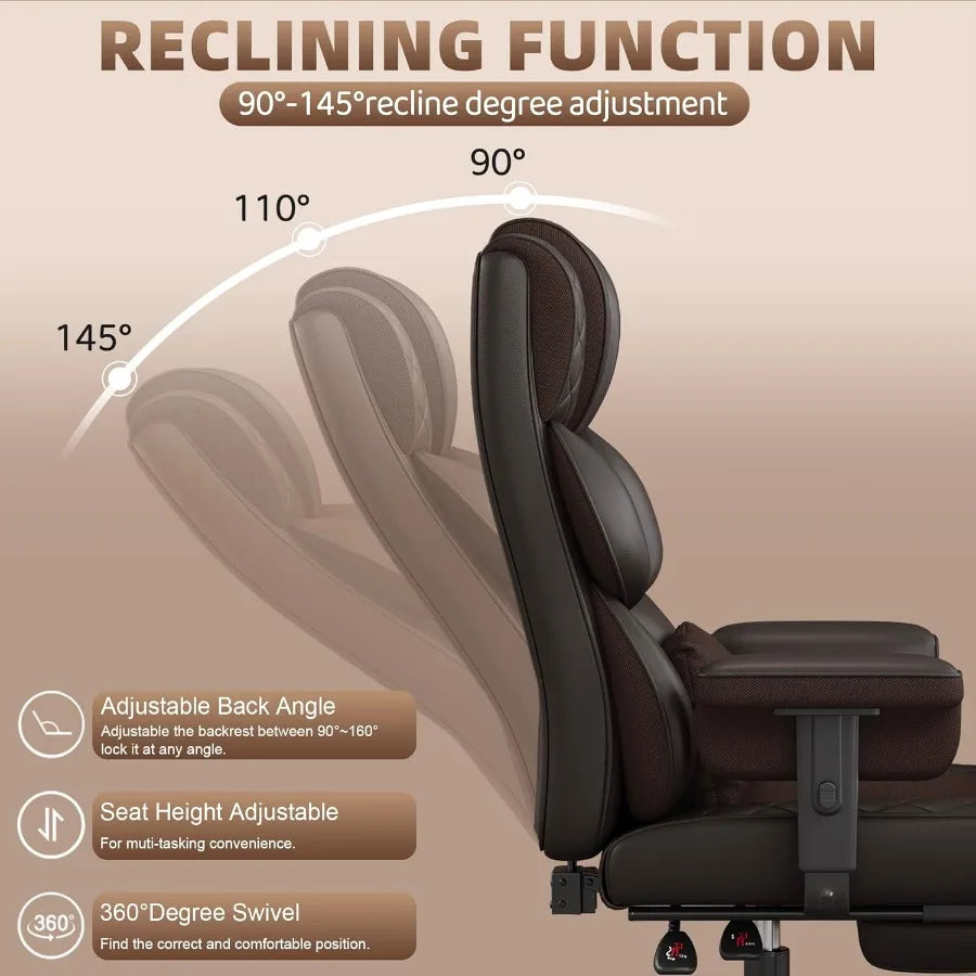 Big and Tall Office Chair Computer Chair with Soft Adjustable Armrests Ergonomic High Back Gaming Chair with Lumbar Support Exe