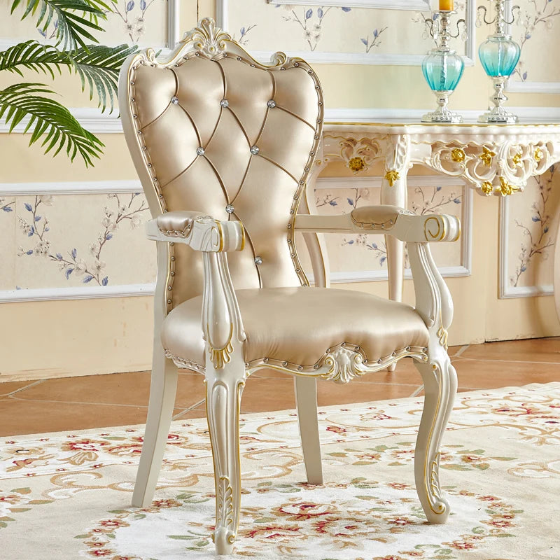 European Solid Wood Dining Chair Princess Lazy Throne Luxury Lounge Chair Fashion Butterfly Ergonomic Muebles Entrance Furniture - Kimlud