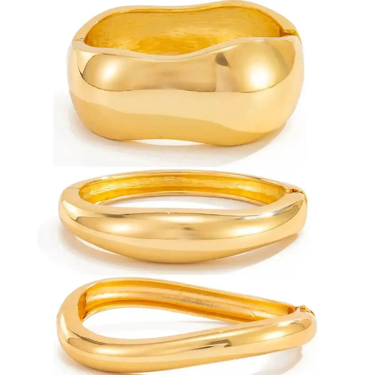 Ingemark 3 Styles Punk Metal Spring Wide Bangles Women Hip Hop Gold Color Geometric Arm Bracelets Grunge Jewelry...