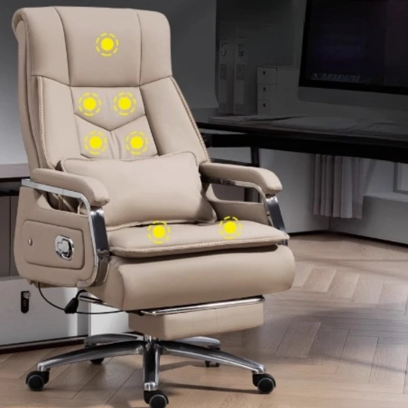 Selected cowhide foot hold Office Chair 7-point massage Ergonomic Recliner Rolling Gaming Chair boss Bureaux Office Furniture - Kimlud