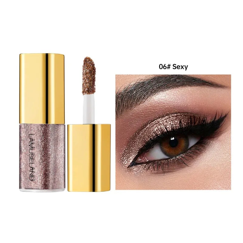 8 Colors Pearlescent Liquid Eyeshadow Fine Shimmer Highlight Glitter Eye Shadow High Shine Long-Lasting & Smudge-Proof...