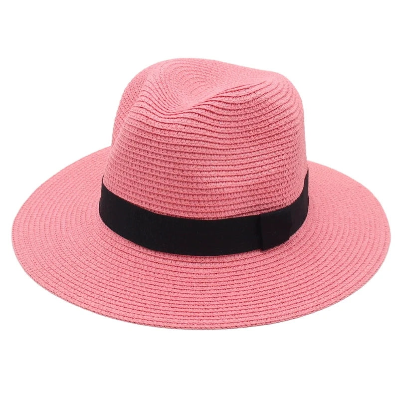 Spring and Summer Hot Selling Panama Straw Hat Square Black Ribbon Korean Style Hat for Men and Women Jazz Hat Panamahat