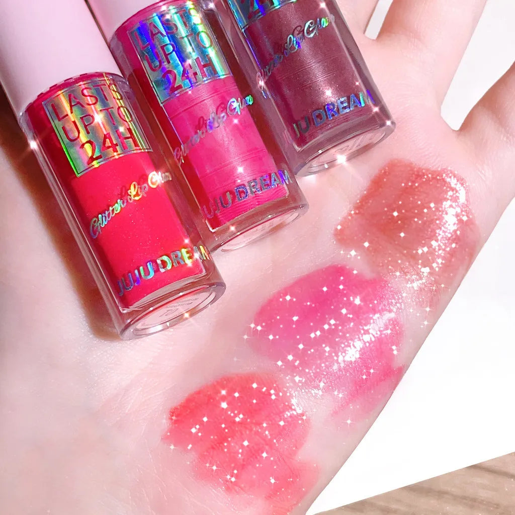 Flowing light Glitter Lip Glaze Long Lasting Lip Gloss Waterproof Liquid Lipstick Makeup Lip Oil Lip Tint Moisturizing - Kimlud