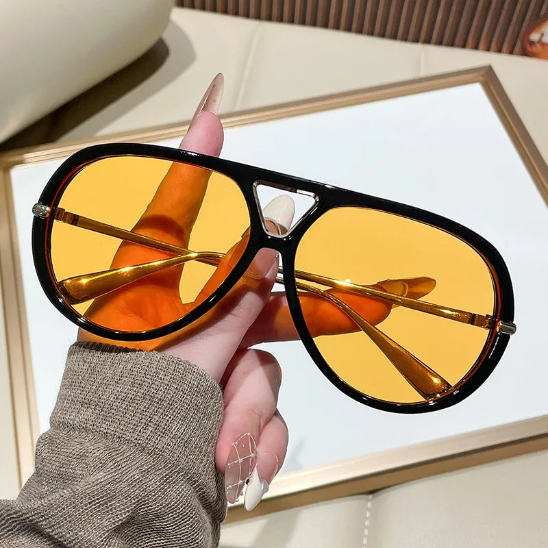 Oversized Pilot Sunglasses 2025 New Vintage Double Bridge Sun Glasses Women Trendy Luxury Brand Design Outdoor Shades |...