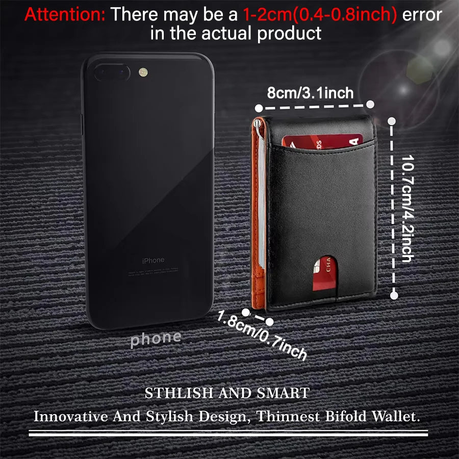 Metal Money Clip Wallet RFID Blocking Slim Card Holder Money Bag Credit Cardholder Carbon Fiber Bifold Smart Wallet for Men