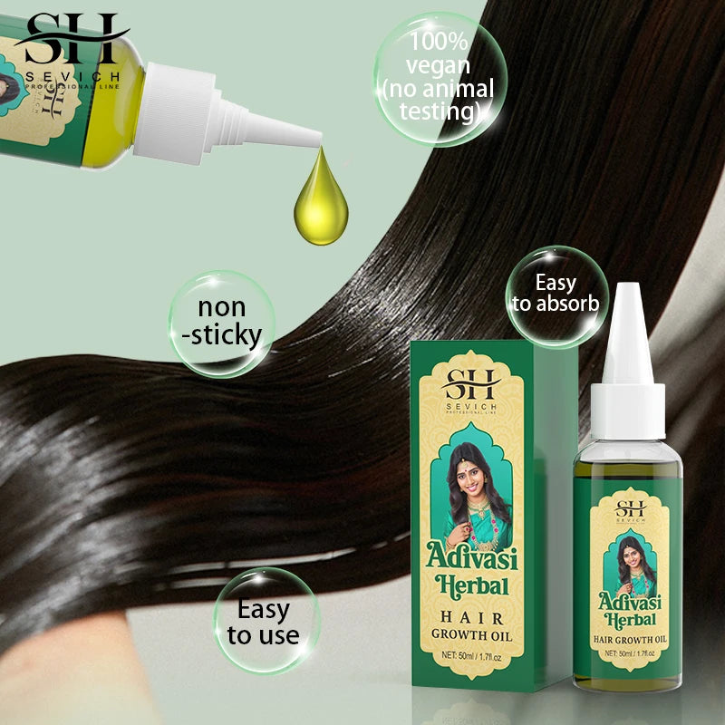 SEVICH Herbal Hair Growth Oil Set Ayurvedic Fast Hair Regrowth Thicken Serum India Adivasi Anti Hair Loss Hair Care...
