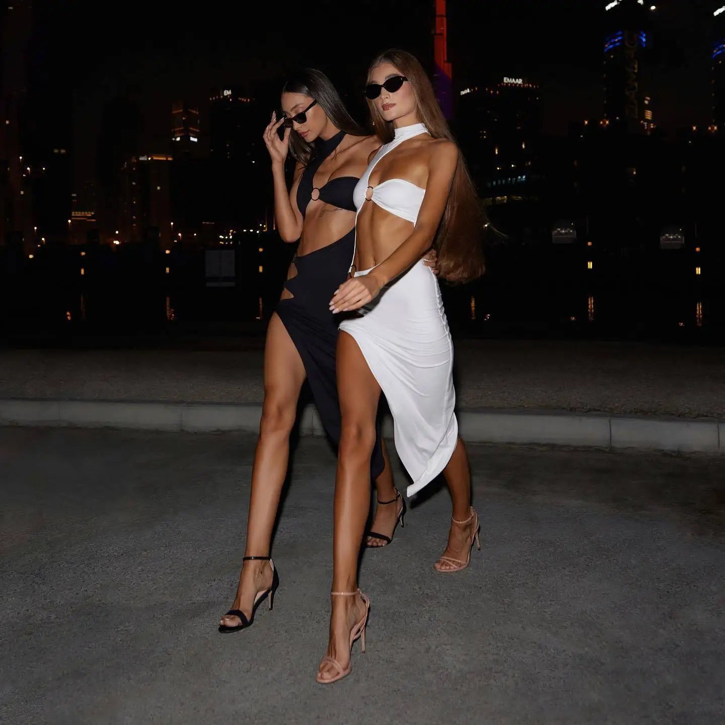 Kimlud Dresses - Articat Sexy Sleeveless Hollow Out Irregular Dress For Women 2025 Summer Tight Split Party Dress Female Hol