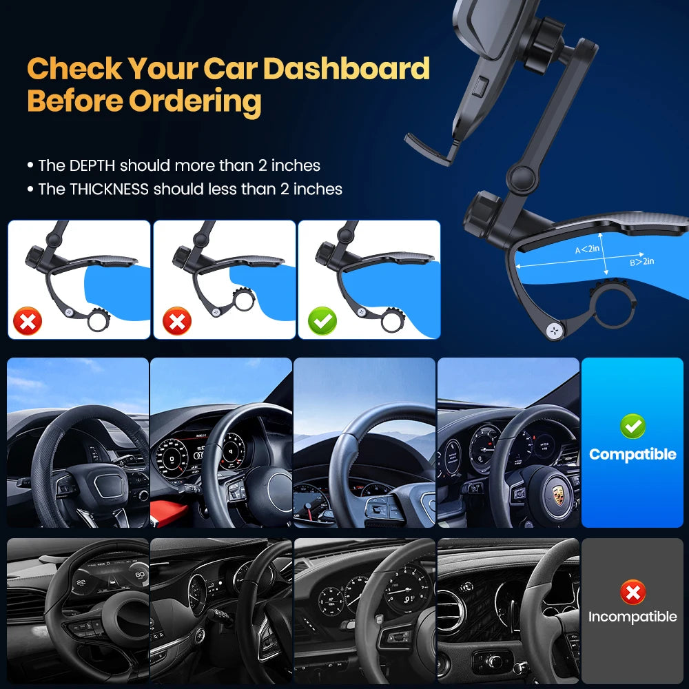 TOPK Dashboard Mobile Car Phone Holder Clip Mount CellPhone Stand In Car GPS Support Bracket for MobilePhone Portable...