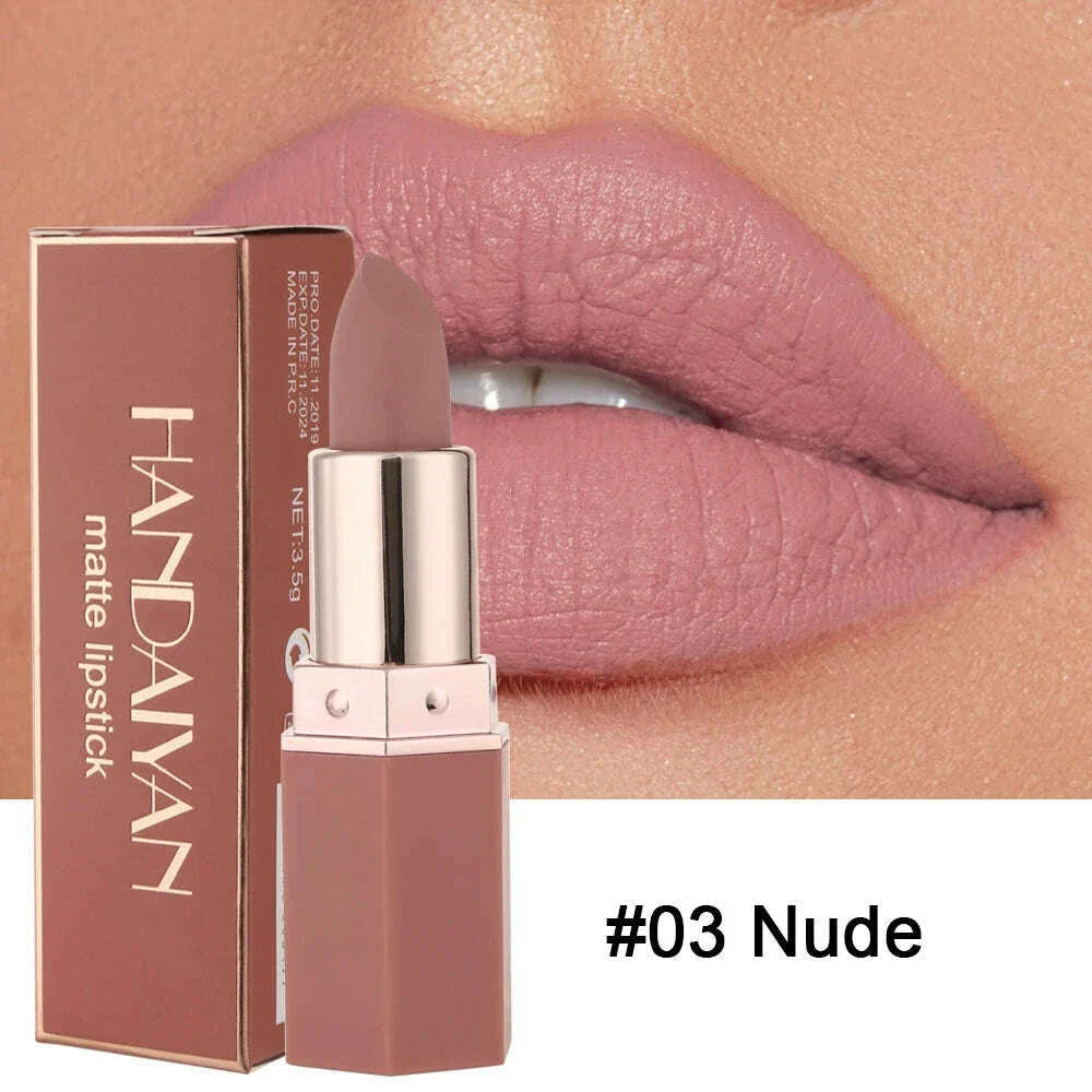 HANDAIYAN Moisturizing Long-Lasting Matte Lipstick 6-Color Non-Stick Cup Show Temperament Sexy Nude Makeup Lipsticks Cosmetics