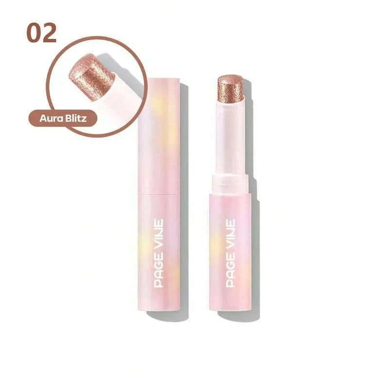 PAGE VINE Crystal Jelly Highlighter Eyeshadow Stick Shiny Multi-colored Pearlescent Shimmer Lip Balm Sparking Shine Face Makeup