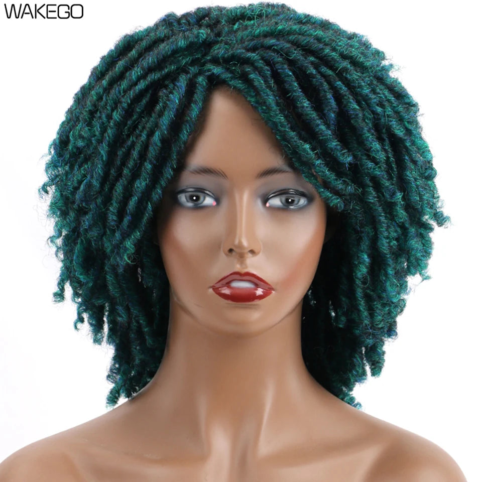 Ombre Short Dreadlock Wigs Blonde Grey Purple 27 30 350 Bug 12 Colors Wig Curly Synthetic Twist Faux Locs Wig Dreads...