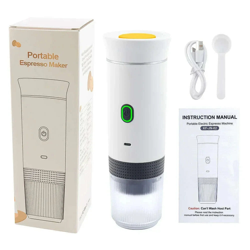 3 in 1 Portable Cordless Espresso Machine Travel, Car and Home Camping Coffee Maker Capsule Powder Coffee Maker Smart Heating