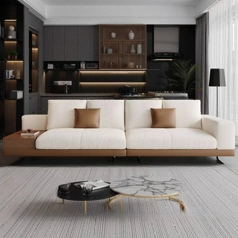 Connery Straight Sofa Linen-cotton Italian Light Luxury Modern Minimalist Living Room Furniture Villa Sofa with Small...