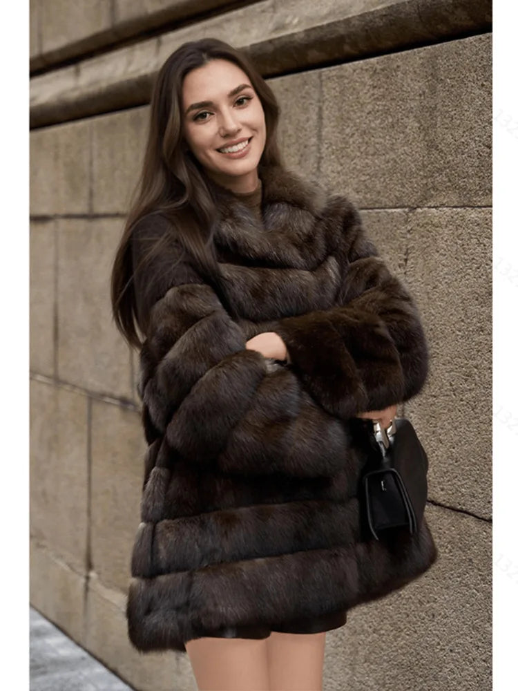 High Quality Fur Coat Imitation Mink Fur Women Fur Coat 2025 New Winter Thick Temperament Leisure Warm Hooded Women Fur Coat 627