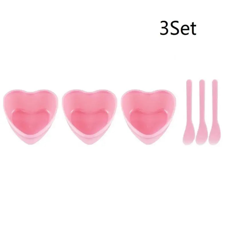 6/12 Pcs Heart Shaped Facial Mask Mixing Bowl With Scraper Plastic DIY Skin Care Tool, Suitable For Family And Salon